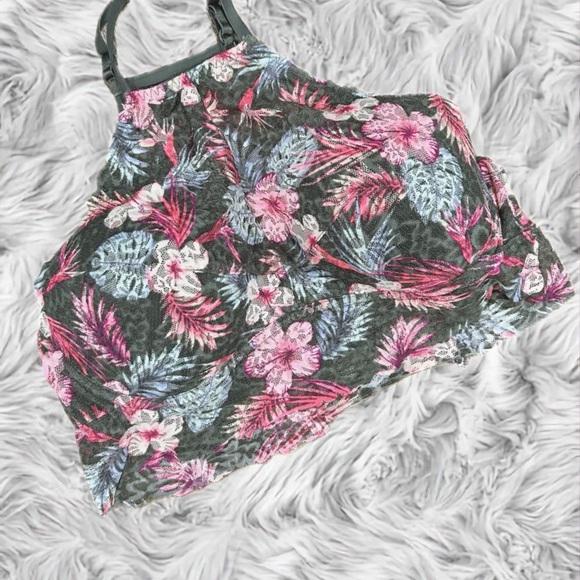 🌴🚨Victoria's Secret Pink Tropical Lace High Neck Push-Up Bralette🚨🌴 - Picture 3 of 6